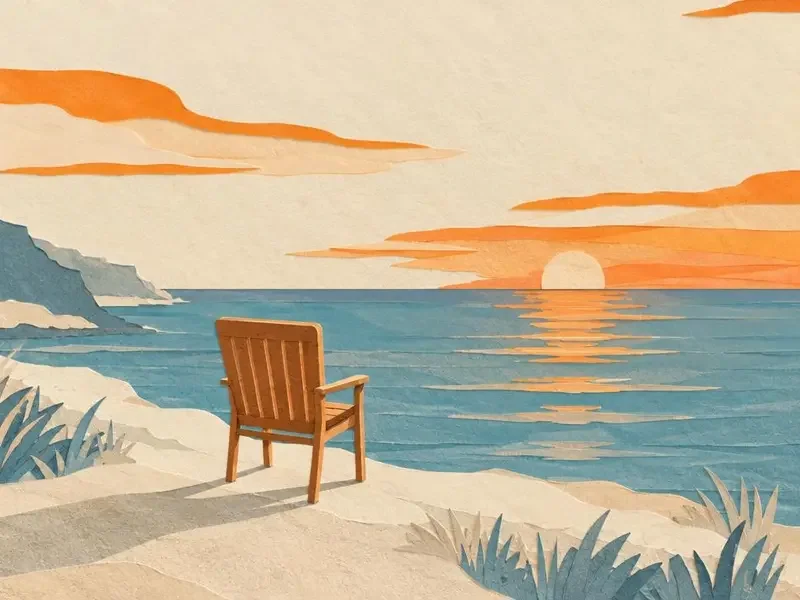一个人看的海主题插画